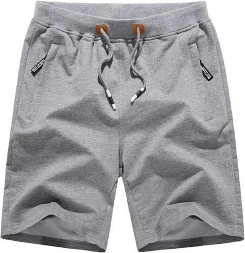 Vista 2 de CRYSULLY Pantalones cortos de algodón para hombre con bolsillos con cremallera