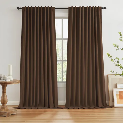 Vista 26 de KEQIAOSUOCAI - Cortinas opacas naturales de 108 pulgadas de largo, cortinas modernas con pestaña trasera, paneles plisados para sistema de cortina
