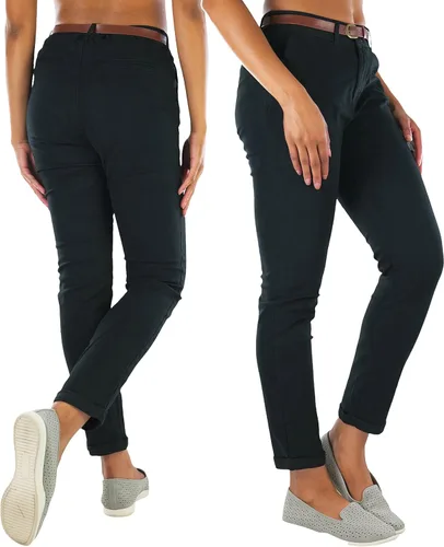 Vista 2 de ToBeInStyle Pantalones hasta el tobillo Bengaline con cinturón para mujer