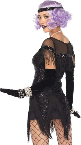 Vista 4 de Leg Avenue Disfraz de cóctel Gatsby Flapper de los años 20 para mujer, Negro