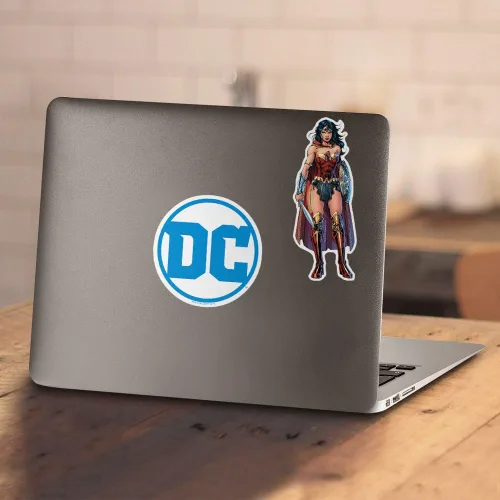Vista 5 de Popfunk Camiseta y calcomanías con logotipo de Wonder Woman