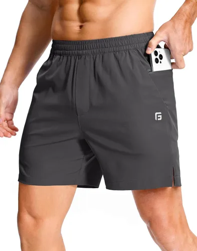Vista 30 de GGJ Pantalones cortos deportivos ligeros para hombre con 2 bolsillos con cremallera de 7/5/9 pulgadas, pantalones cortos de tenis de secado rápido