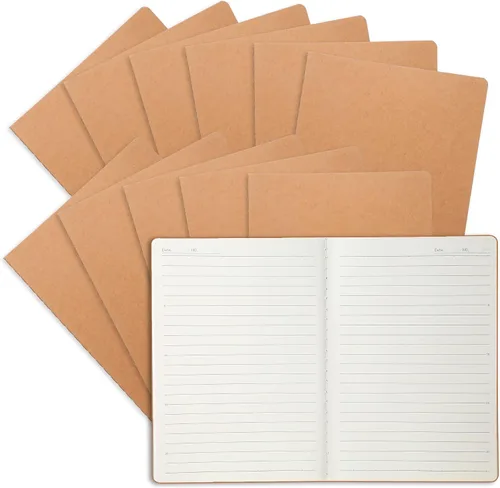 Vista 10 de miikoul Paquete de 4 cuadernos de papel kraft A5 con papel rayado, 8.3 x 5.5 pulgadas, 60 páginas/30 hojas, 80 g/m², cuaderno de viaje para adultos