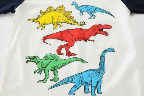 Vista 44 de Little Hand Pijamas para niños pequeños, Monster Truck 100% algodón, dinosaurio para niños, 2 piezas, ropa de dormir, conjuntos de ropa de dormir