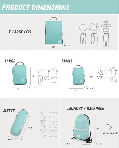 Vista 4 de Cubo de embalaje de compresión extra grande de 6 piezas para viajes y cheques de equipaje por TRIPPED Travel Gear