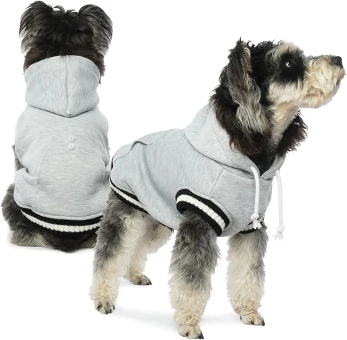 Vista 8 de FUAMEY Sudadera con capucha para perro, suéter de forro polar para invierno, sudadera cálida para mascotas con bolsillo, atuendo suave y cálido