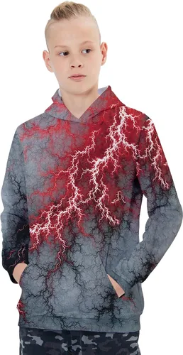 Vista 5 de Goodstoworld Sudadera con capucha y bolsillos de forro polar cálido con gráficos 3D para niños y niñas, talla 5-16 años