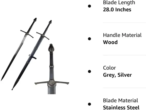 Vista 6 de Espada cruzada medieval con vaja. Borde opaco para colección, regalos y cosplay