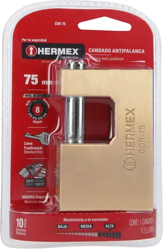 Vista 6 de Cerradura antipalanca, 2.953 in, llave tradicional de cuerpo de latón