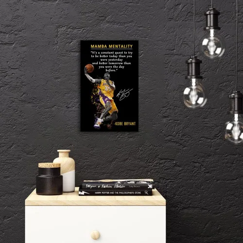 Vista 3 de Kobe Bryant - Póster inspirador para pared, lienzo con cita de mentalidad de Mamba, arte de pared, diseño deportivo de jugador de baloncesto
