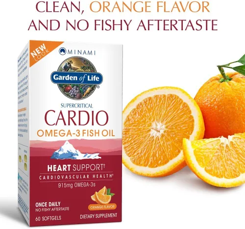 Vista 4 de Garden of Life Aceite de pescado Omega 3 - Suplemento de aceite de pescado Cardio Omega-3 para la salud del corazón, 915 mg de ácidos grasos Omega 3