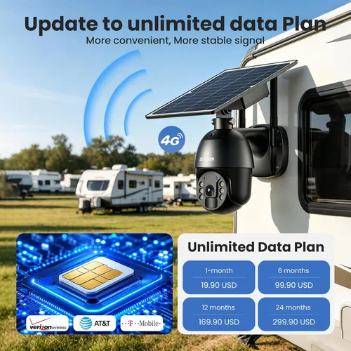 Vista 4 de SOLIOM 4G LTE Security Camera, Solar Wireless Cellular Security Camera, 360° Pan Tilt View with Spotlight, 1080P Night Vision, 2-Way Talk, PIR