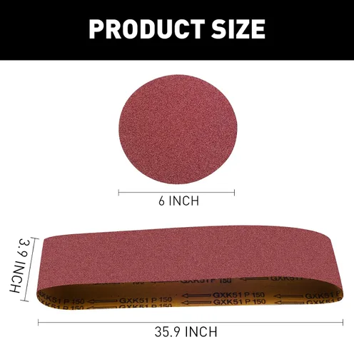 Vista 2 de Kit de bandas de lijado de 4 x 36 pulgadas, bandas de lijado de óxido de aluminio, bandas lijadoras de 4 x 36 granos 80-400, 10 unidades y papel