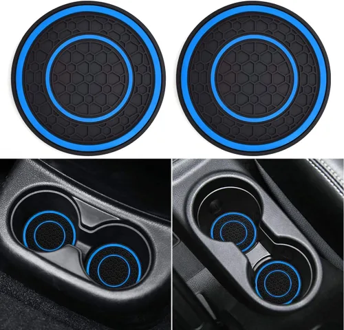 Vista 13 de Auprite Portavasos para automóvil, paquete de 2 posavasos universales antideslizantes para automóvil, accesorios para el interior del automóvil Negro