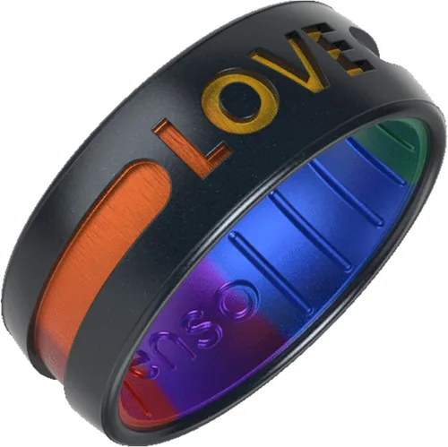 Vista 8 de Enso Rings Pride Collection - Anillo de silicona LGBTQ+ - Diseño grabado - cómodo, transpirable y seguro