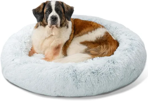 Vista 104 de Best Friends by Sheri - The Original Calming Donut - Cama calmante en forma de dona para perros y gatos - Pelo largo, azul bebé, M, 30 x 30 pulgadas