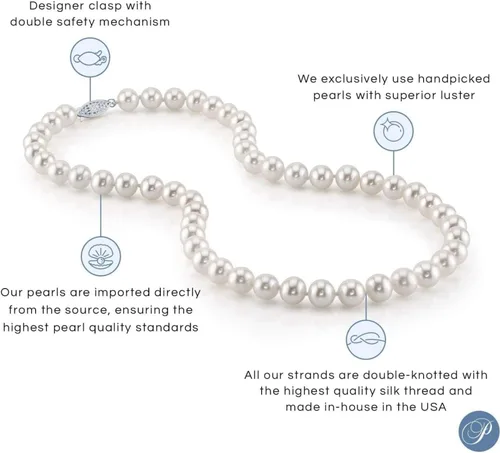 Vista 8 de The Pearl Source Sterling Silver AAAA Quality Triple Strand White Freshwater Cultured Pearl Necklace for Women