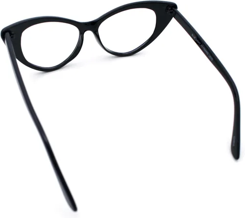 Vista 7 de SA106 Gafas de computadora con marco de ojo de gato auténtico gótico clásico con filtro de luz azul Negro