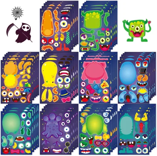 Vista 15 de 48 hojas de calcomanías para hacer una cara para niños, haz tus propias Animal