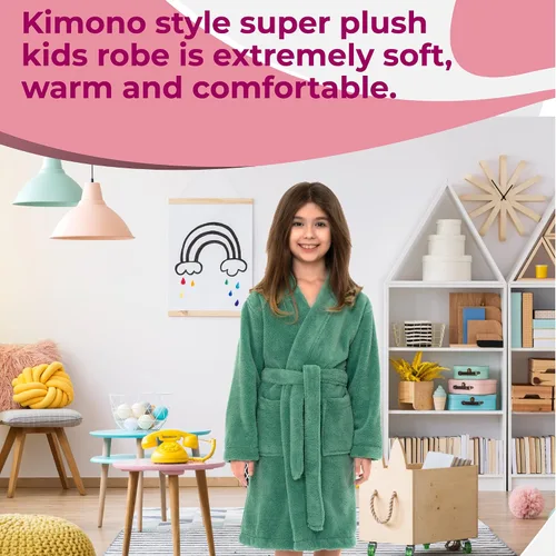 Vista 5 de TowelSelections - Bata de forro polar tpo kimono para niña