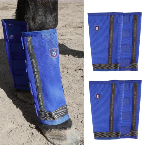 Vista 10 de Harrison Howard Botas de caballo sueltas con protección UV, leggings de malla fina duraderos con tiras reflectantes (juego de 4)
