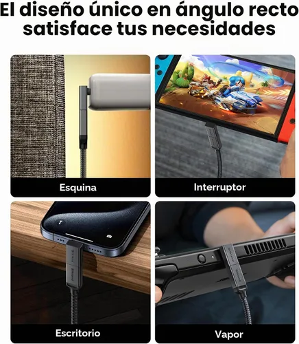 Vista 5 de Silkland - Adaptador de ángulo recto USB C de 40 Gbps de 90 grados, 2 unidades, 240 W USB4 Extensor macho a hembra, 8K @60Hz, Thunderbolt 4/3
