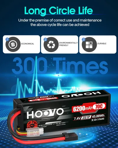 Vista 5 de HOOVO 7.4V 6200mAh 70C 2S Lipo Batería Caso Duro para RC Car RC Helicóptero RC Camión RC Truggy Avión Quadcopter UAV Drone FPV
