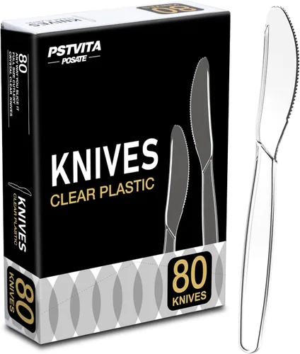 Vista 11 de Tenedores de plástico resistentes, suministros desechables transparentes para fiestas, paquete de 80
