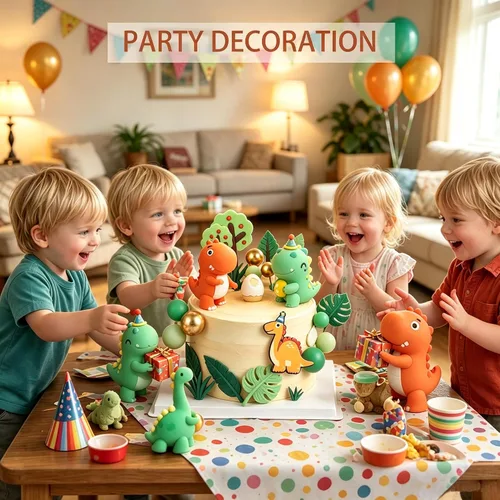 Vista 4 de 26Pcs Dinosaur Cake Topper Dinosaur Birthday Cake Decorations Reusable Dinosaur for All Ages