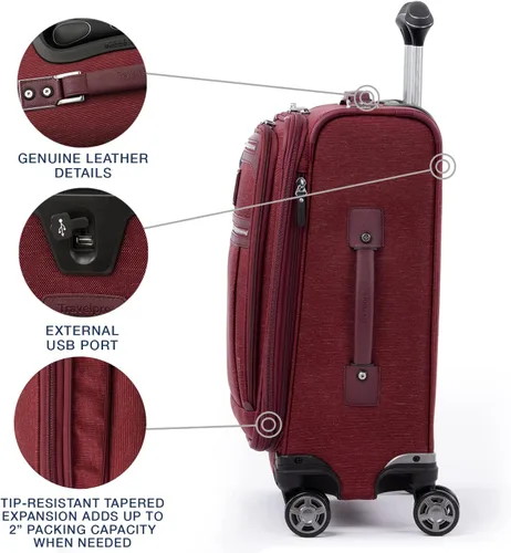 Vista 4 de Travelpro Platinum Elite-Softside - Maletas expansible con ruedas giratorias, Bordeaux), 409188009