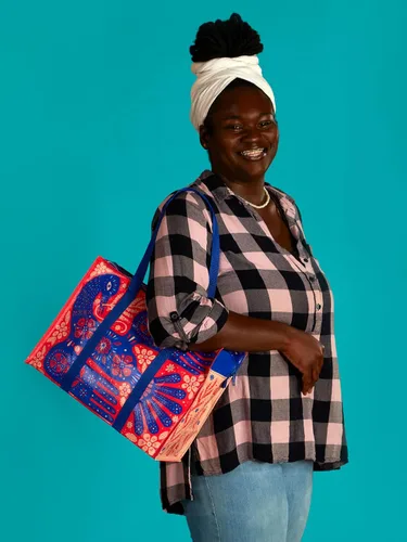 Vista 7 de Blue Q Bolsas de hombro La bolsa de transporte a todas partes con una cremallera fuerte, bolsillo exterior, piso reforzado. 95% Material reciclado