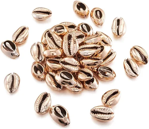 Vista 20 de Cheriswelry 100 cuentas de concha para hacer pulseras, conchas de cauri, cuentas espaciadoras de verano, playa, cuentas ovaladas para hacer