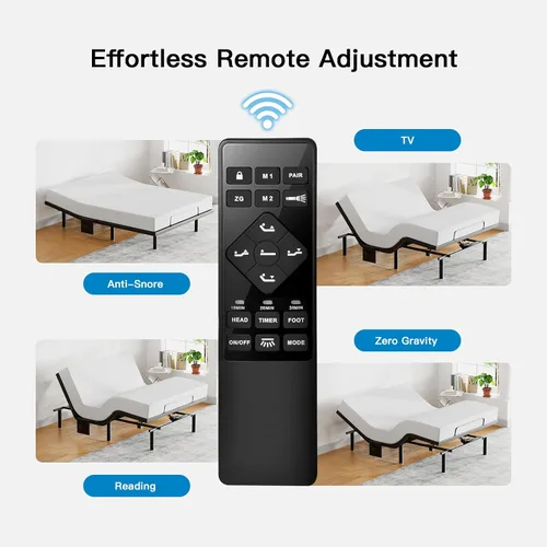 Vista 4 de Pipishell - Somier ajustable individual XL con masaje, base de cama eléctrica con inclinación de la cabecera y las patas, puertos USB-A y USB-C