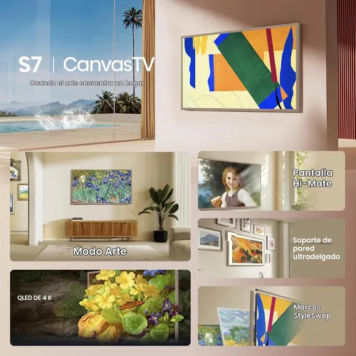Vista 5 de Hisense Serie de TV Class QLED 4K S7N de 85 pulgadas Dolby Vision HDR Google Smart TV (85S7N) - 144Hz, modo artístico, panel antirreflejo, pantalla