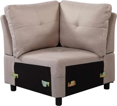 Vista 10 de Sofá seccional modular de 3 plazas, sofá tapizado espacio pequeño del brazo de lino Gris claro
