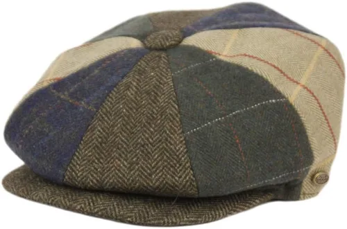 Vista 32 de Hombres de lana Newsboy Cabbies Otoño Invierno Clásico Patchwork Plaid Apple Cap Golf Sombrero Multicolor