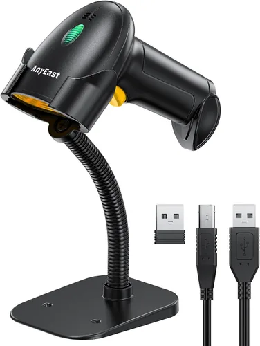 Vista 10 de Escáner de código de barras Anyeast 2D 1D con soporte, Bluetooth, inalámbrico y USB con cable Screen scanning, 2.4G connection, automatic Gris