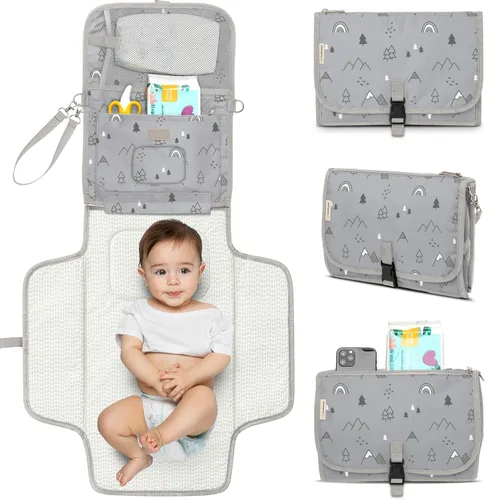 Vista 17 de KeaBabies Cambiador portátil de pañales - Gran cambiador de bebé impermeable, compacto para viajes, bolsillos funcionales para accesorios esenciales