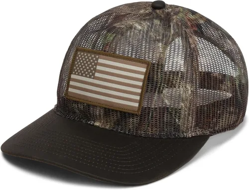 Vista 2 de Paramount Outdoors Gorra All Mesh Breeze de bandera estadounidense, malla aplastable, gorra de cuerda para sombrero de camionero