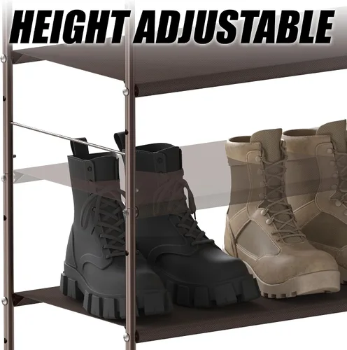 Vista 5 de Simple Houseware Organizador de almacenamiento para zapatos de 6 niveles con bolsa lateral para colgar, bronce