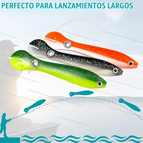Vista 4 de Soft Bionic - Señuelo de pesca – 10 cebo de natación de plástico suave para lubina, agua dulce y agua salada