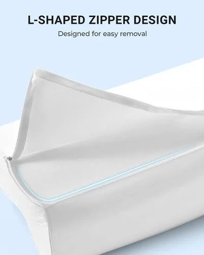 Vista 6 de Elviros Almohadas de espuma viscoelástica para aliviar el dolor de cuello, almohada ortopédica ergonómica de altura ajustable