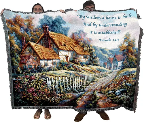 Vista 23 de Pure Country Weavers Great is Thy Faithfulness Blanket - Escrituras - Lamentaciones 3:23 - Tapiz cuadrado para regalo de regazo tejido de algodón