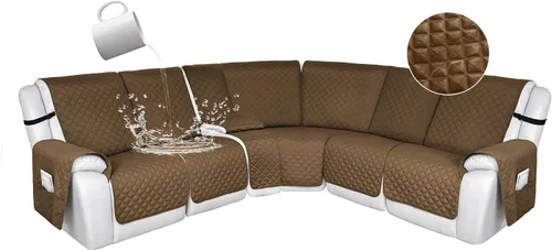 Vista 146 de HDCAXKJ Fundas de sofá seccional reclinable 100% impermeable, forma de L, funda de sofá reclinable lavable acolchada suave para mascotas, perro