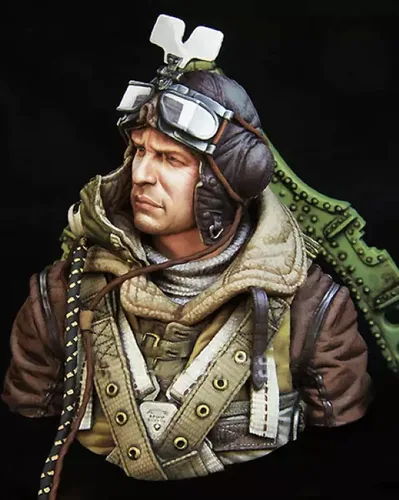 Vista 3 de Risjc 1/10 Figura de resina Modelo de busto Modelo piloto británico de la Segunda Guerra Mundial Kit de modelo fundido a presión/ N58174