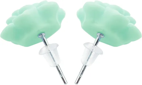 Vista 3 de Aretes de suculentas hechos a mano de 13 mm, hipoalergénicos, con poste de plata de ley 925, aretes de cerámica blanda con resina para mujer