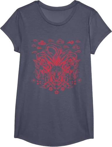 Vista 12 de Camiseta de anime japonés Nine Tails Fox Kitsune, Negro