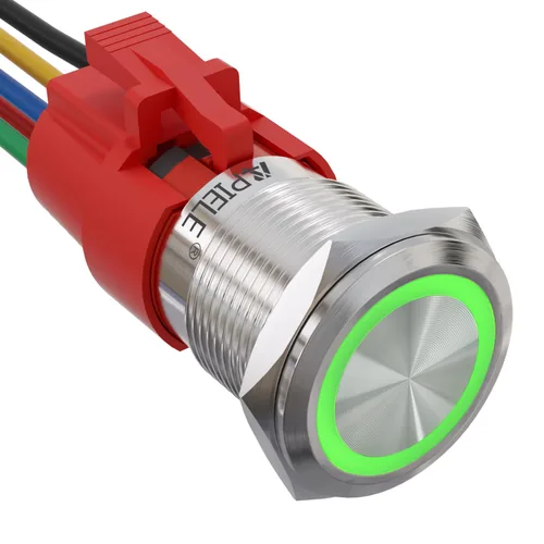 Vista 27 de APIELE Interruptor de botón de bloqueo de 0.748 in, 12 V CC, anillo de halo de ojo de ángel LED de 0.74 pulgadas, 1NO1NC SPDT con enchufe de cable
