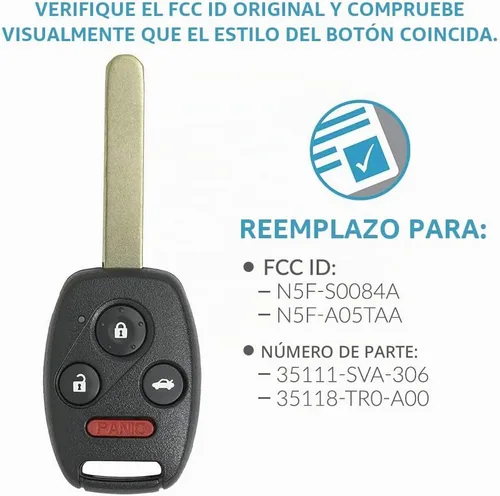 Vista 4 de Keyless2Go N5F-S0084A Repuesto de llave para auto para entrada sin llave para vehículos que utilizan 4 botones