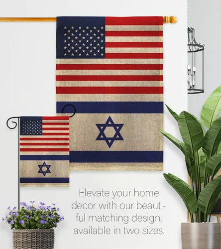 Vista 8 de Americana Home & Garden Bandera israelí de Israel de Estados Unidos para exteriores, paquete de pancartas para jardín, pared al aire libre, puerta